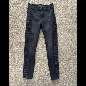 Express black lace side jeans